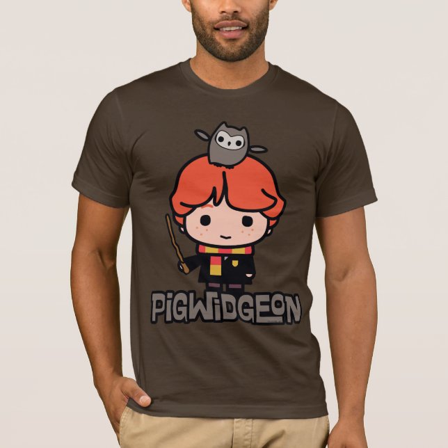 T-shirts Cartoon Ron Weasley e Pigwidgeon (Frente)