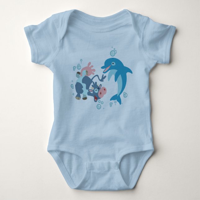 T-shirts Cartoon Seacow e Dolphin baby roupa (Frente)