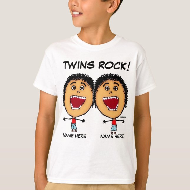 T-shirts Cartoon Twin Boys Rock (Frente)