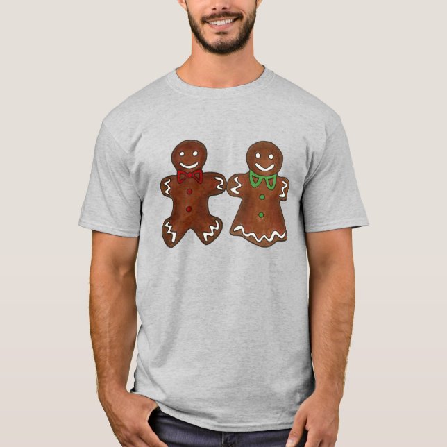 T-shirts Casal de Biscoito de Natal Lady Cookie (Frente)