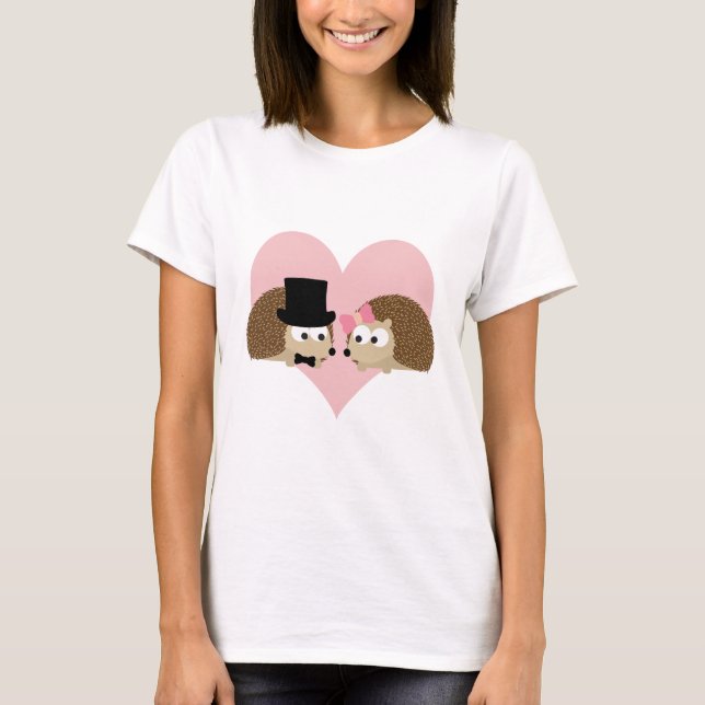 T-shirts Casal de ouriços fofos (Frente)