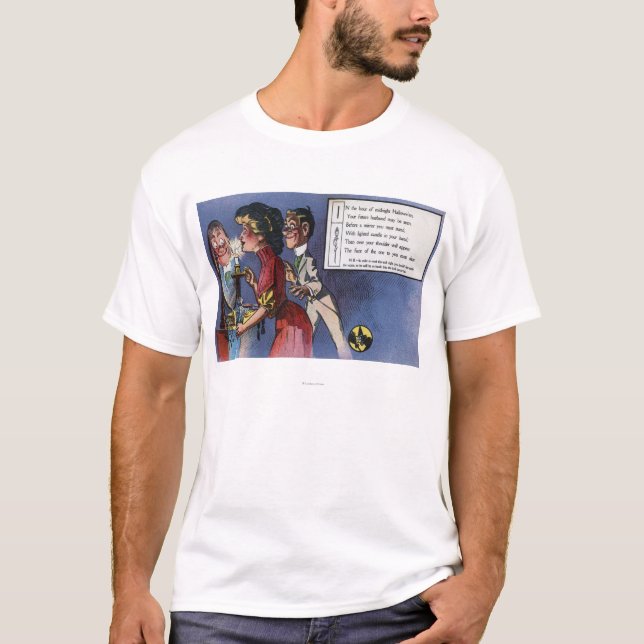 T-shirts Casal do homem e da mulher na luz de vela (Frente)