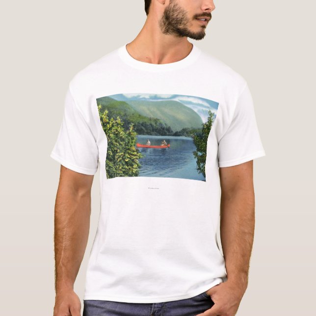 T-shirts Casal que Canoeing em um lago (Frente)