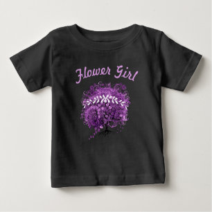 T-shirts Casamento com folhas de folhas de coração roxo rad