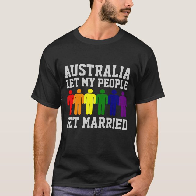 T-shirts Casamento gay da Austrália Deixe minhas pessoas se (Frente)