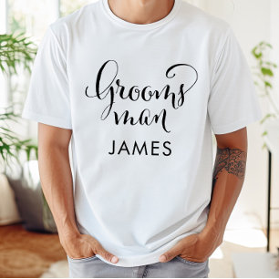 T-shirts Casamento Personalizado de Script Preto do padrinh