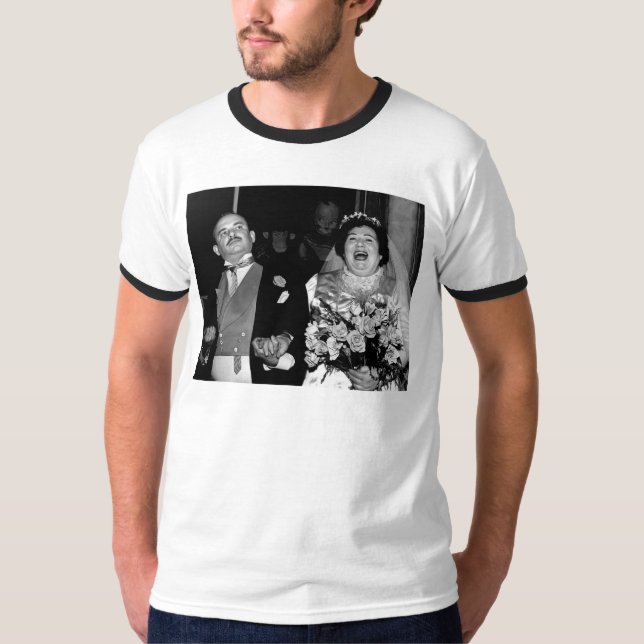 T-shirts Casamento vintage Happy Bride (Frente)