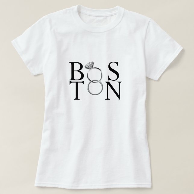 T-shirts Casando-Se Em Boston (Frente do Design)