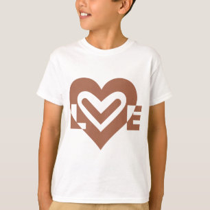 T-shirts Castanho de Chocolate Gráfico de Amor