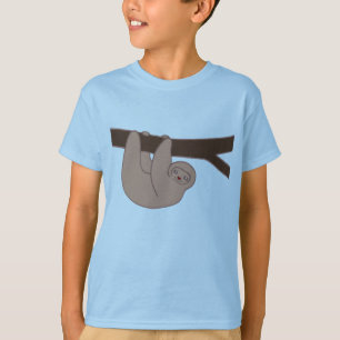 T-shirts Castanho Sorrindo Lama com Nariz Cardíaco