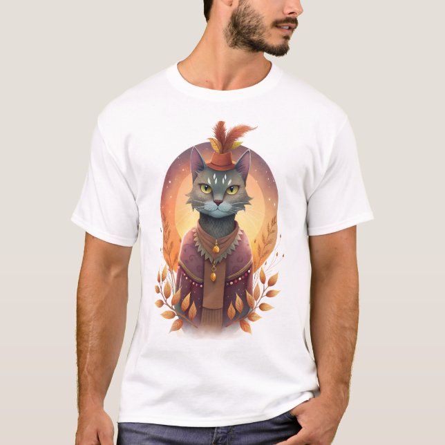 T-Shirts cat em estilo boho (Frente)