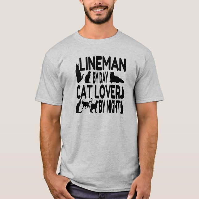 T-shirts Cat Lover Lineman (Frente)