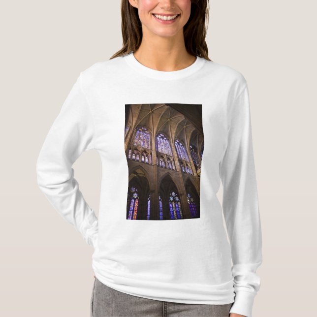 T-shirts Catedral de Leão, janelas de vitral interior (Frente)