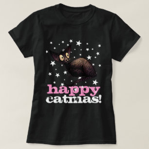 T-shirts Catmas feliz! - Gato engraçado do Natal da mulher