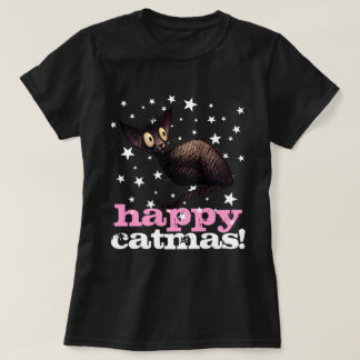 T-shirts Catmas feliz! - Gato engraçado do Natal da mulher