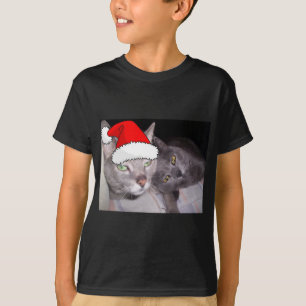 T-shirts Cats de Cinza Azul Russo Natal