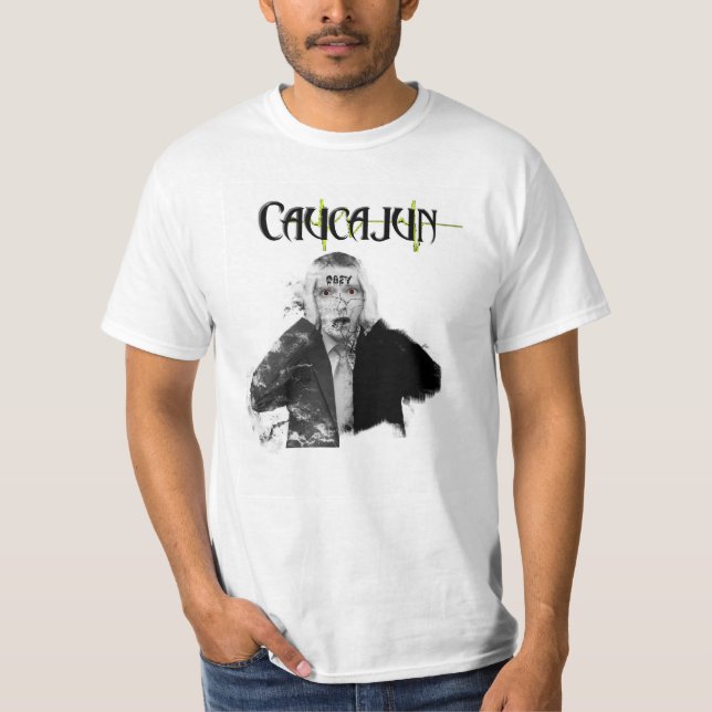 T-shirts Caucajun obedece o T branco (Frente)