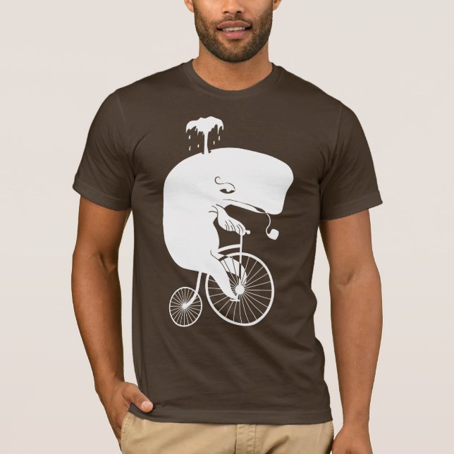 T-shirts Cavaleiro da baleia na bicicleta do Farthing da (Frente)