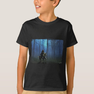 T-shirts Cavaleiro medieval da fantasia a cavalo no luar