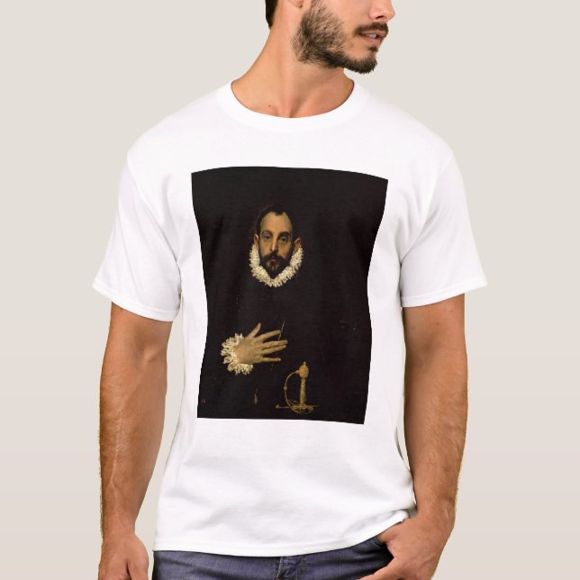 T-shirts Cavalheiro com sua mão em sua caixa, c.1580 (Frente)