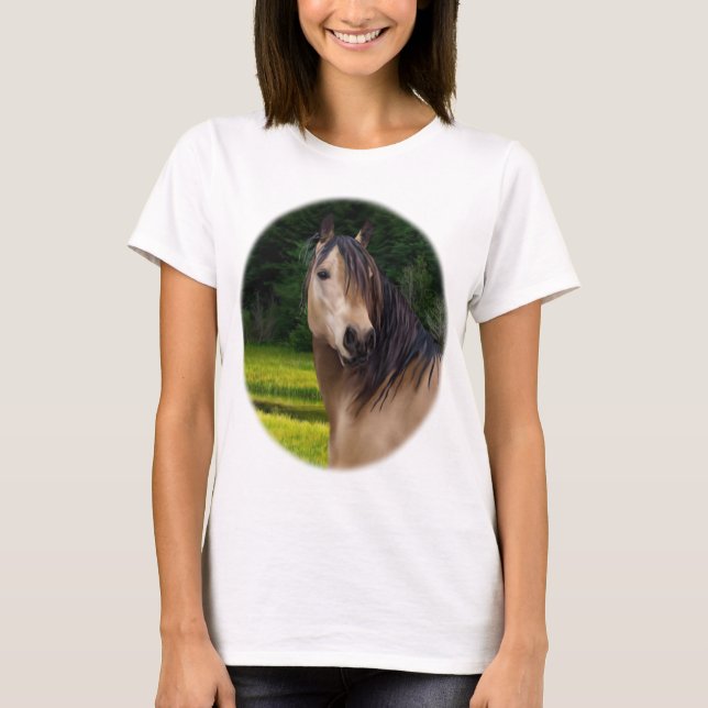 T-shirts Cavalo Buckskin (Frente)