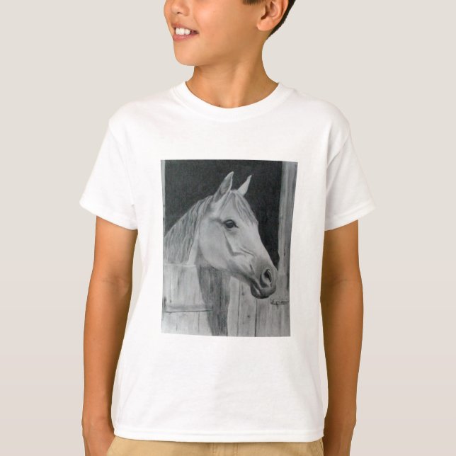 T-shirts Cavalo cinzento (Frente)