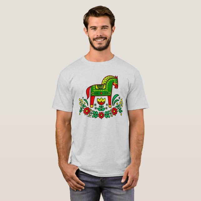 T-shirts Cavalo de Dala do escandinavo! (Frente Completa)