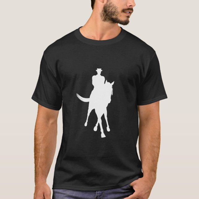 T-shirts Cavalo De Dressage E Silhueta De Cavaleiro Escuro (Frente)