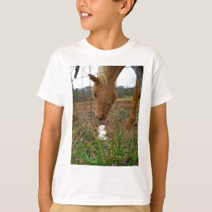 T-shirts cavalo & de flor do primavera coelho
