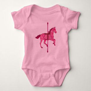 T-shirts Cavalo do carrossel - rosa do fúcsia