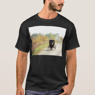 T-shirts Cavalo e carrinho de Amish do outono