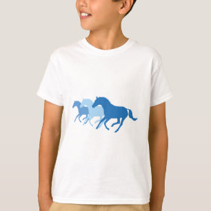 T-shirts Cavalo em Execução (Azul)