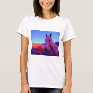 T-shirts Cavalo Marrom e Coração Vermelho