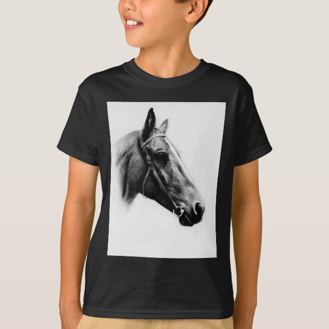T-shirts Cavalo Preto e Branco (Frente)