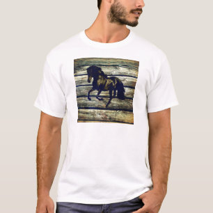 T-shirts Cavalo Preto Equestre Equestre de Madeira Equestre