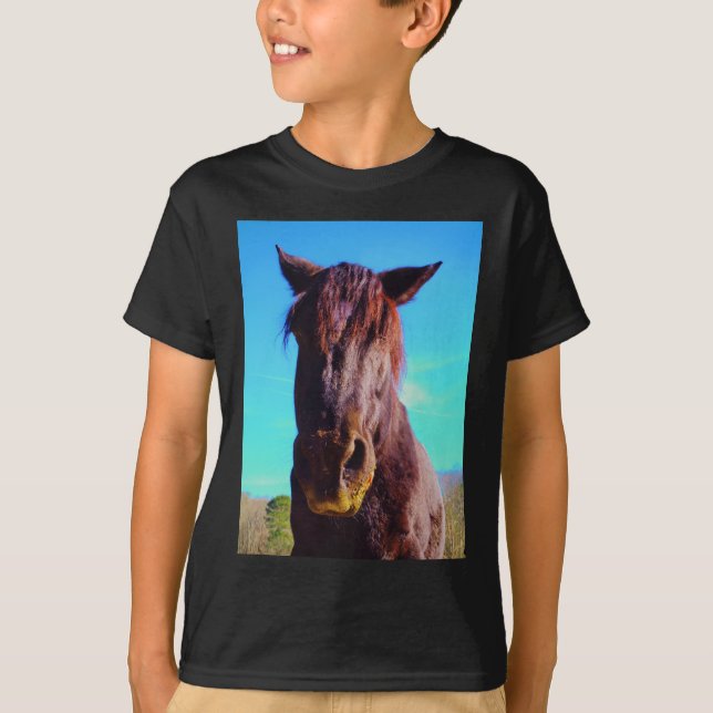 T-shirts Cavalo Roxo com Boca Verde (Frente)