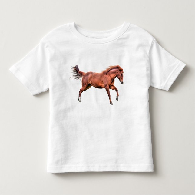 T-shirts Cavalo Vermelho Espirituado Correndo Canterna Brin (Frente)