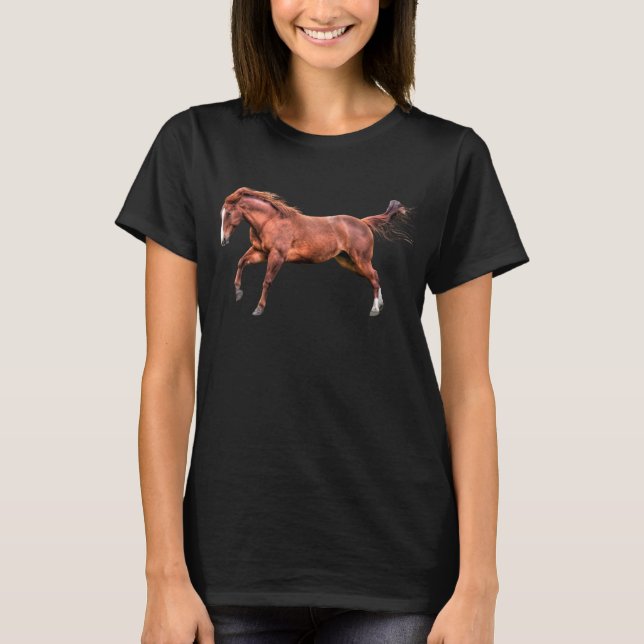 T-shirts Cavalo Vermelho Espirituado Correndo Canterna Brin (Frente)