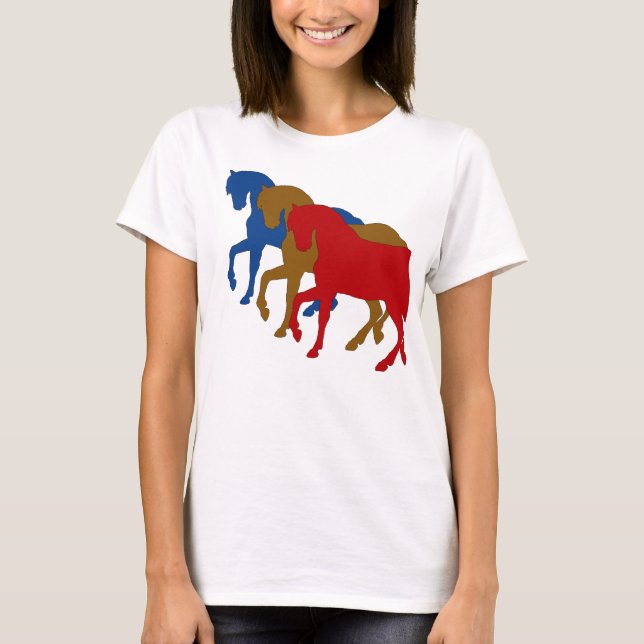 T-shirts Cavalos coloridos em Sillouette (Frente)