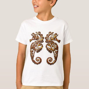T-shirts Cavalos marinhos tribais metálicos dos Gêmeos