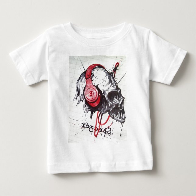 T-shirts Caveira com Fones de ouvido (Frente)