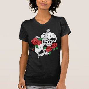 T-shirts Caveira, Rosas e punhal