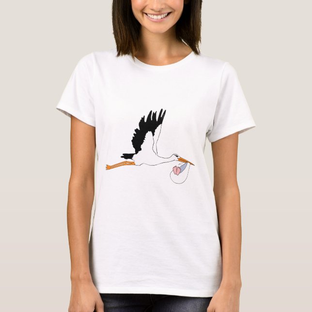 T-shirts Cegonha que entrega o bebê (Frente)