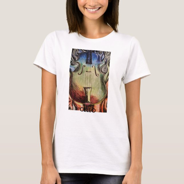 T-shirts Cello em chamas (Frente)