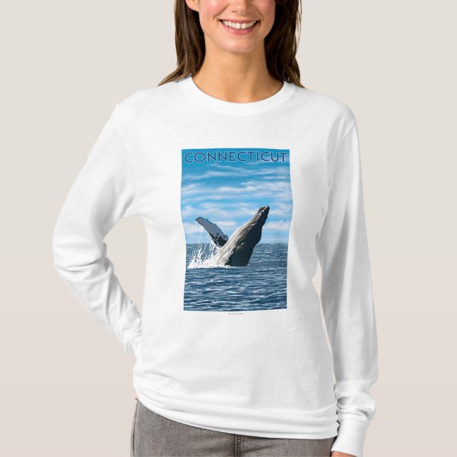 T-shirts Cena da baleia de ConnecticutHumpback (Frente)