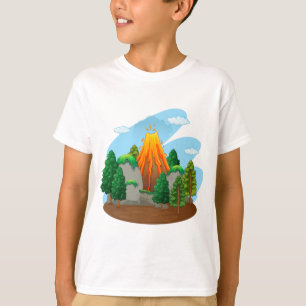 T-shirts Cena da natureza com erupção do vulcão