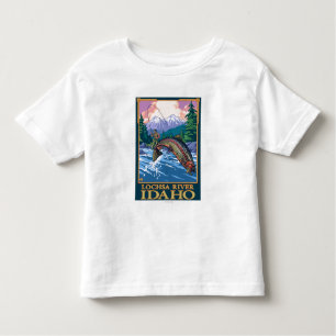 T-shirts Cena da pesca com mosca - rio de Lochsa, Idaho