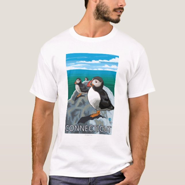 T-shirts Cena de ConnecticutPuffins (Frente)