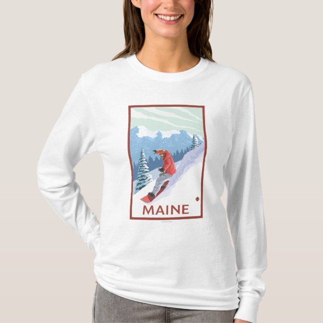 T-shirts Cena de MaineSnowboarder (Frente)