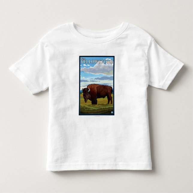 T-shirts Cena do bisonte - Yellowstone ocidental, Montana (Frente)